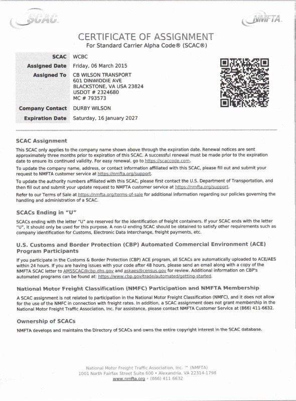 Read more about the article SCAC Transport Certification